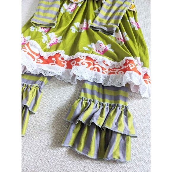 Honeydew girls boutique ruffle outfit set boho 7-8 tunic pants set - Picture 3 of 6